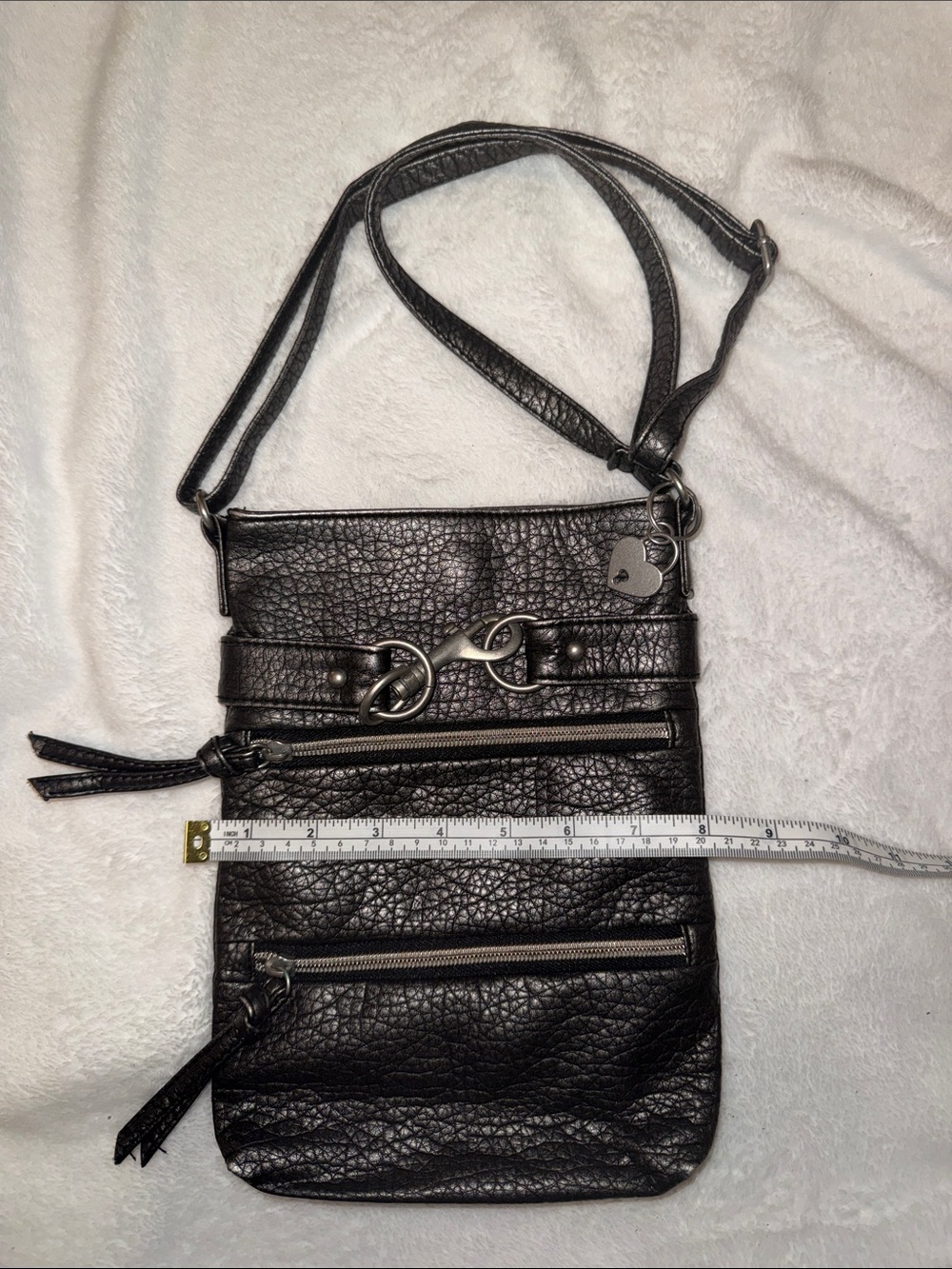 American Rag Black Textured Crossbody with Silver Hardware